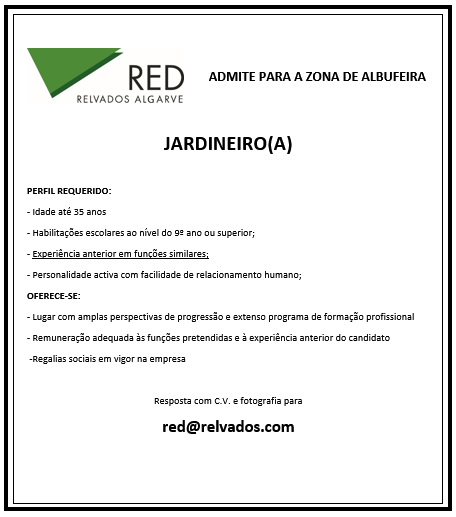 Oferta de emprego - RED Relvados