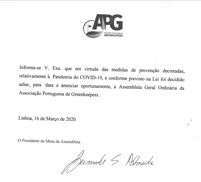 Assembleia Geral APG - ADIADA!