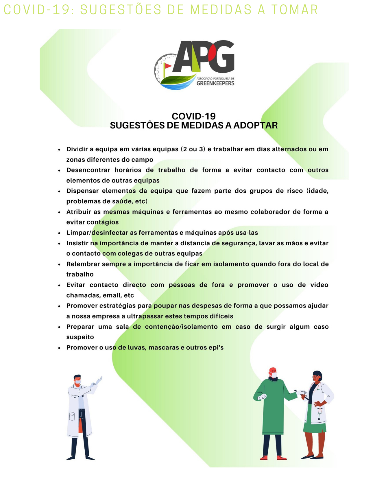 Medidas de protecção contra Covid-19